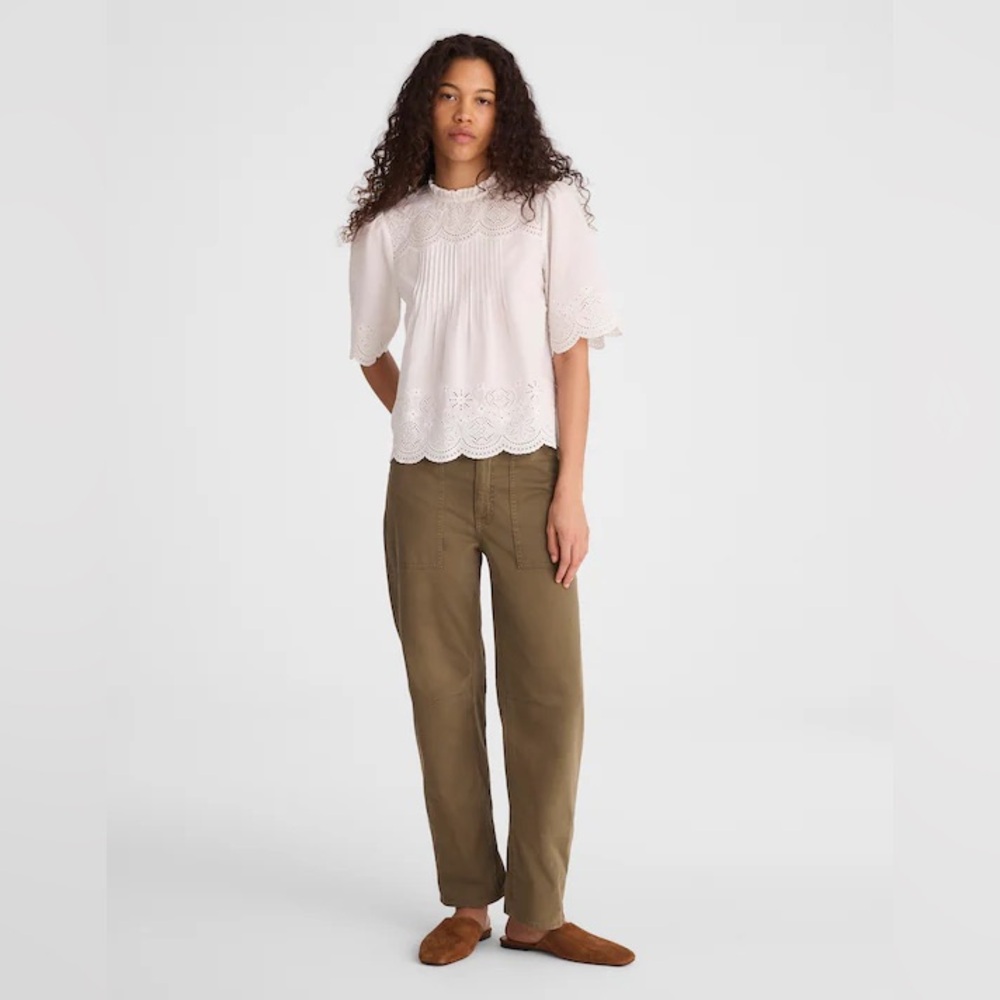 Madewell White Embroidered Eyelet Blouse